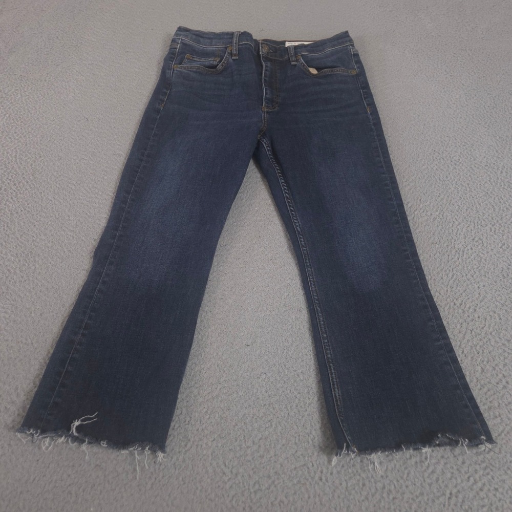 Rag & Bone Jeans Womens 31 Blue Peyton Mid-Rise Bootcut Raw Hem Stretch Denim